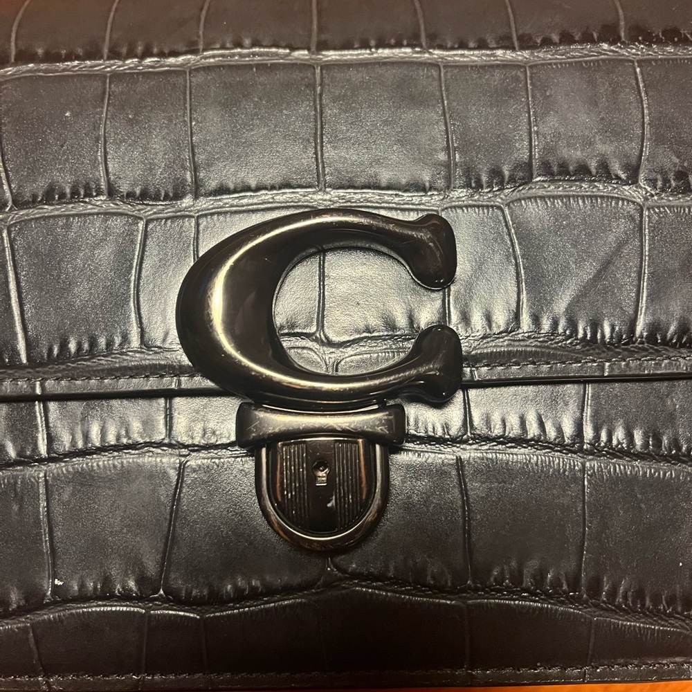 Coach Black Croc-Embossed Leather Crossbody Bag - Picture 2 of 12